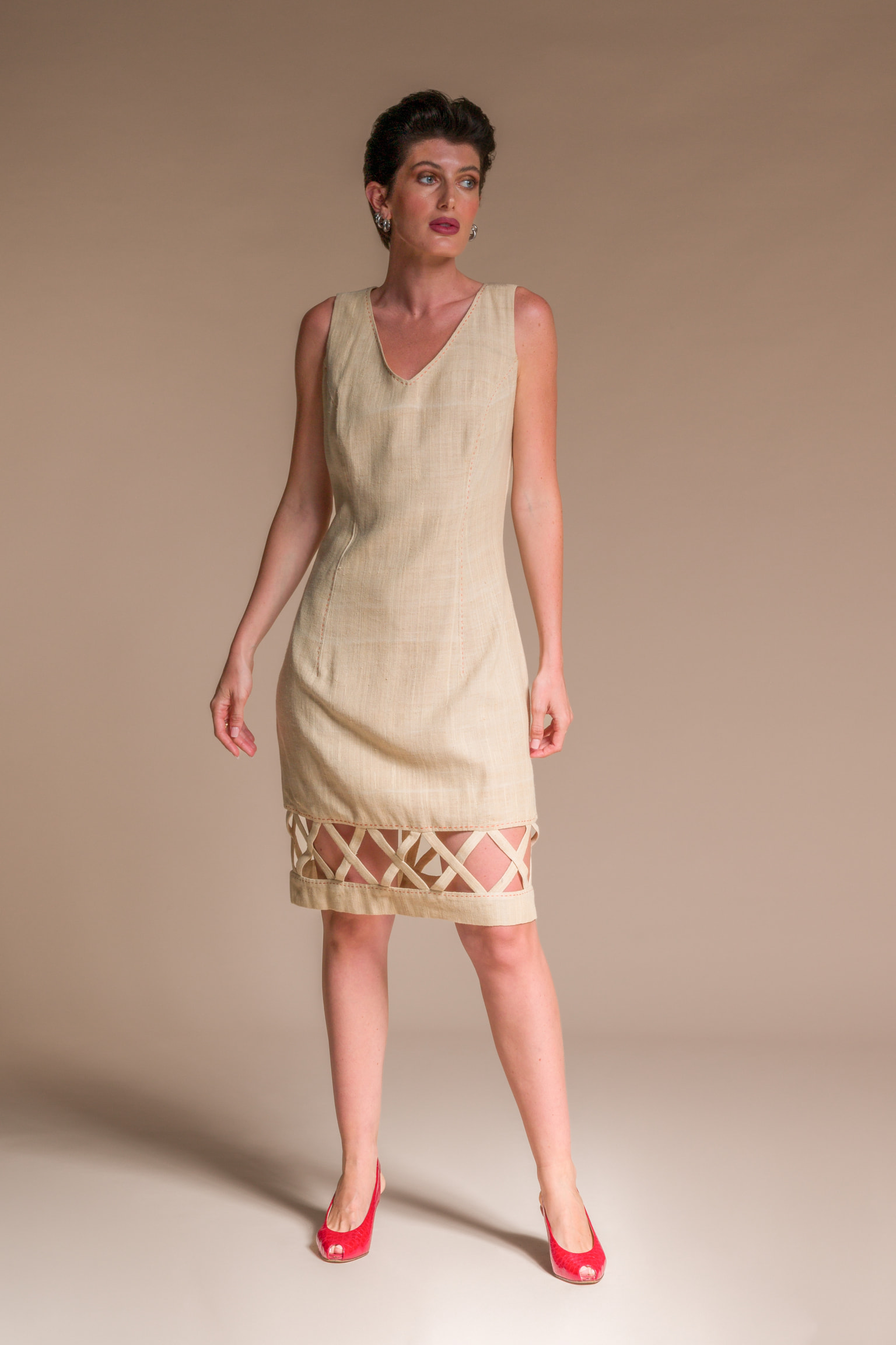 ATHENA lotus & organic cotton dress - Natural beige