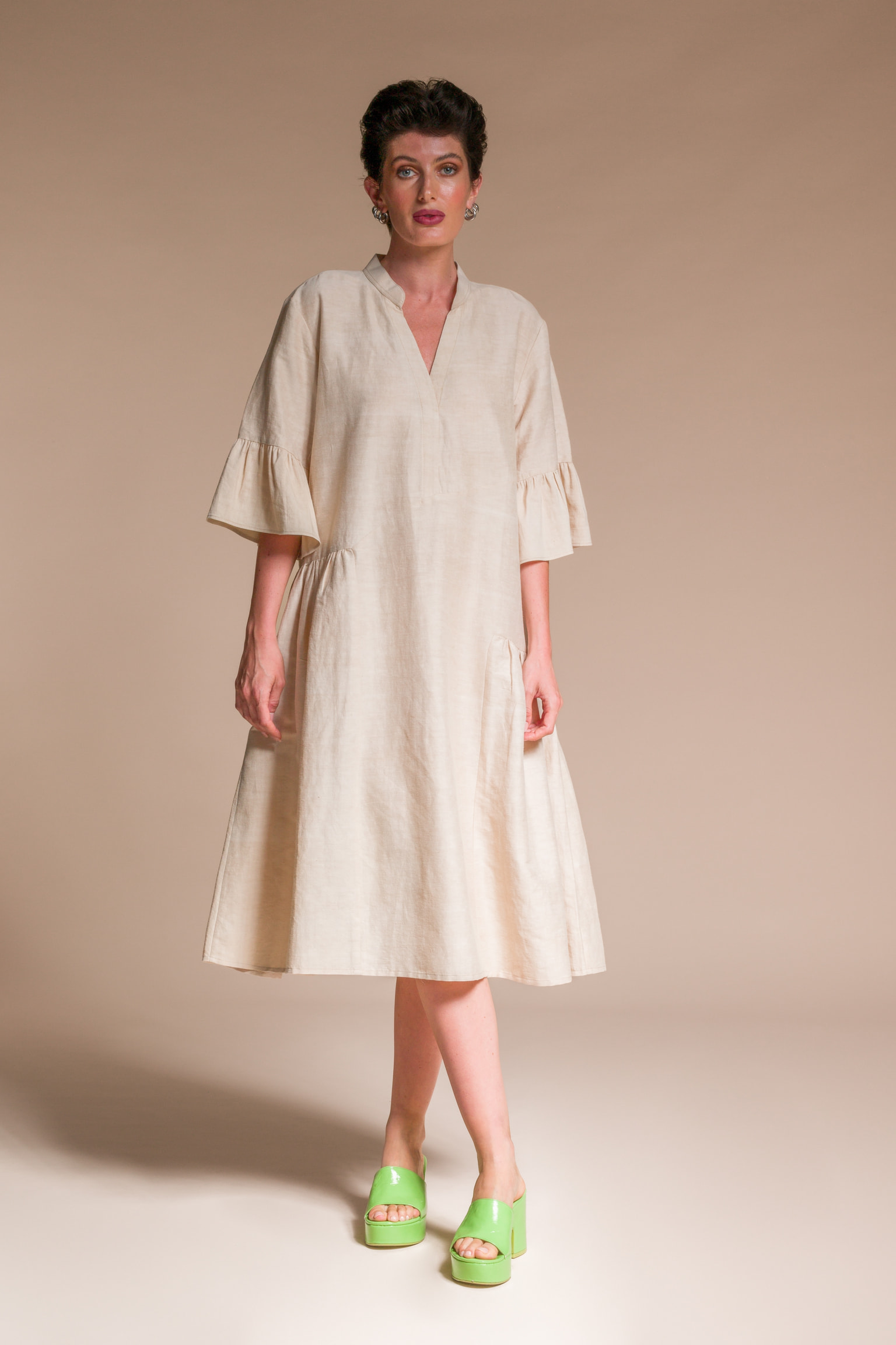 HANNAH silk & organic cotton dress - Beige