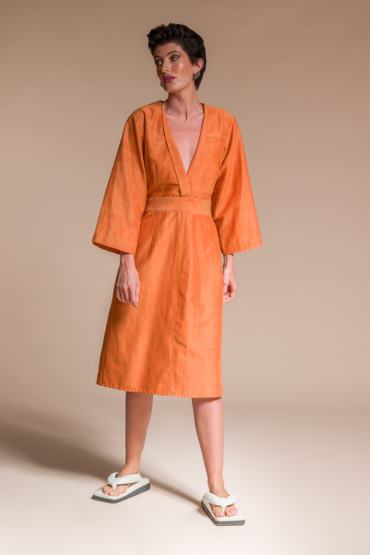 KIMO silk & organic cotton dress - Orange