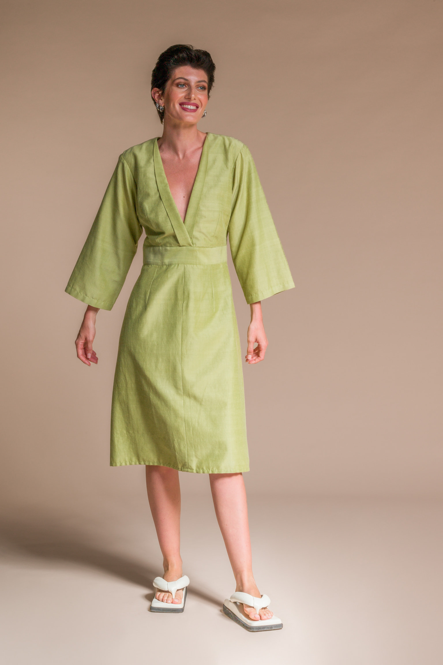 KIMO silk & organic cotton dress - Green