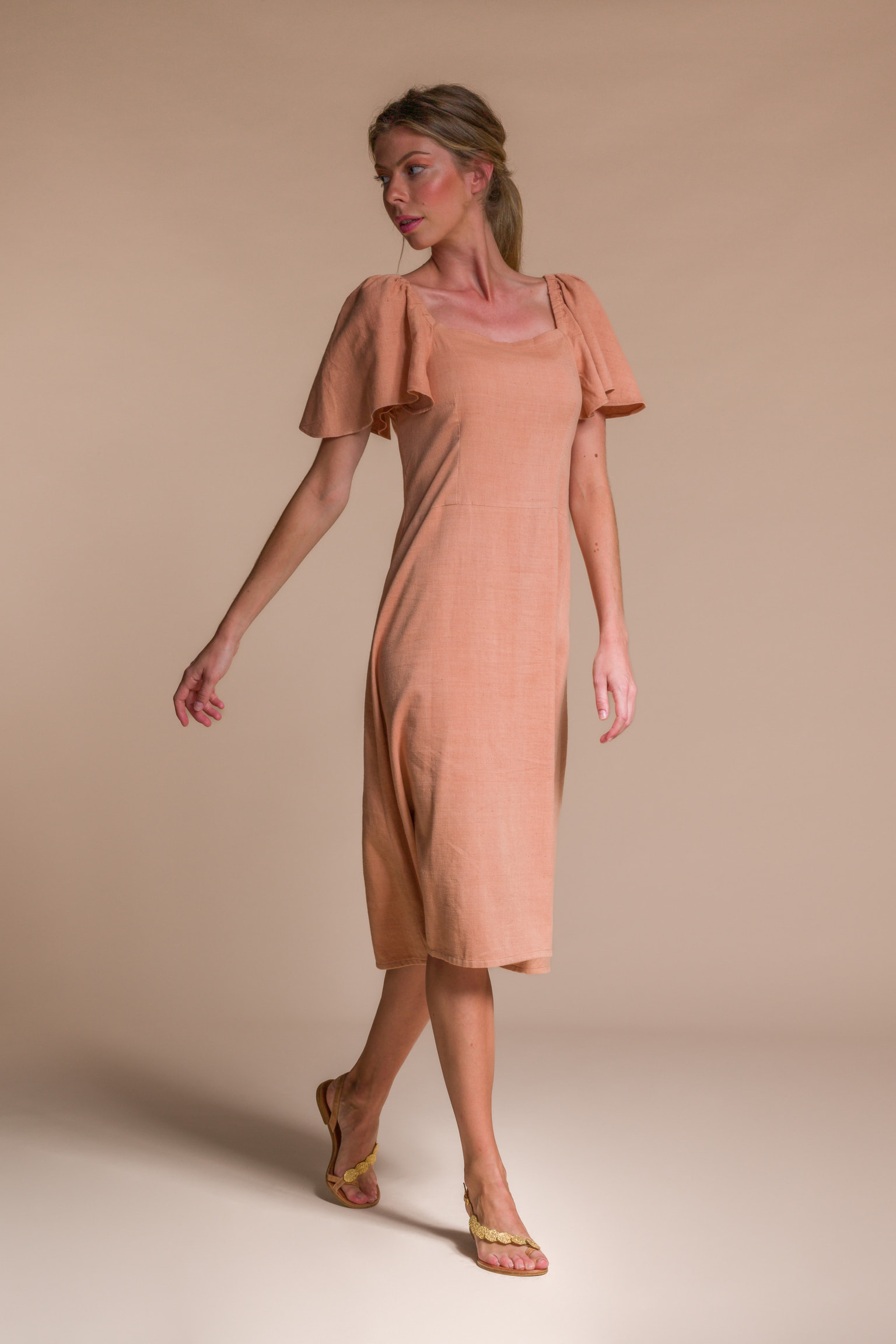 SIENNA lotus & organic cotton dress - Terracotta peach