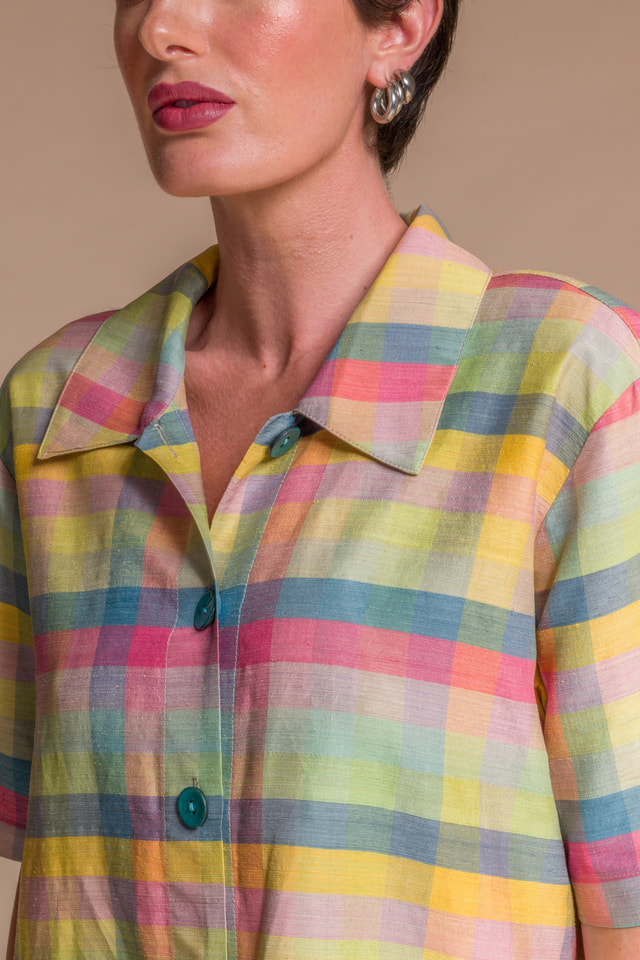 MADRAS lotus & silk shirt -...