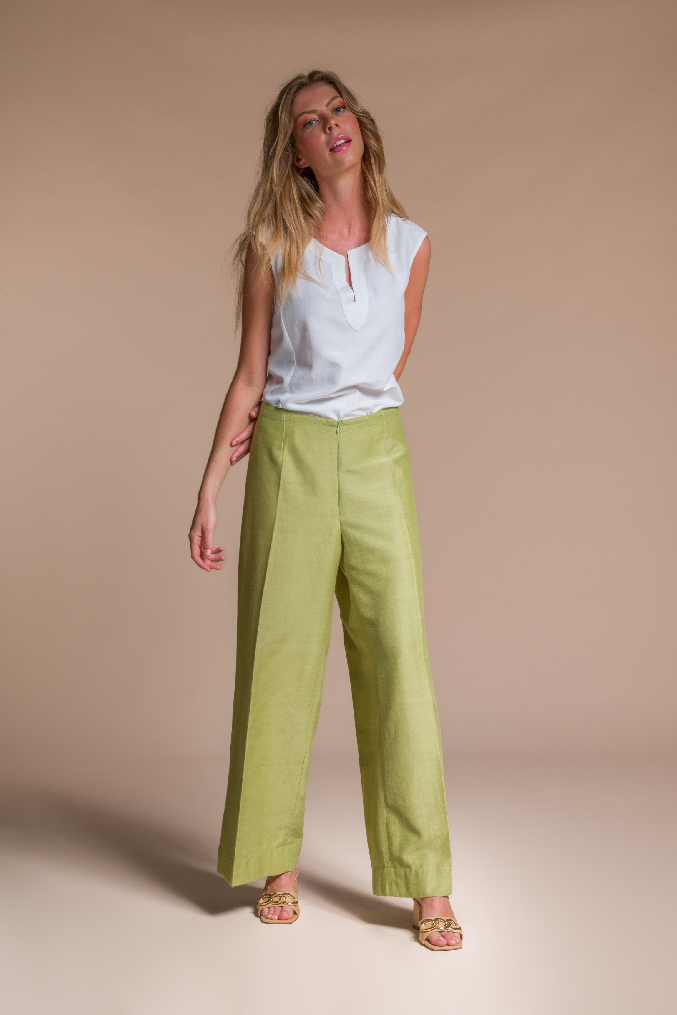 Emporio Armani Sustainability Values Capsule Collection organic poplin  drawstring trousers | EMPORIO ARMANI Woman