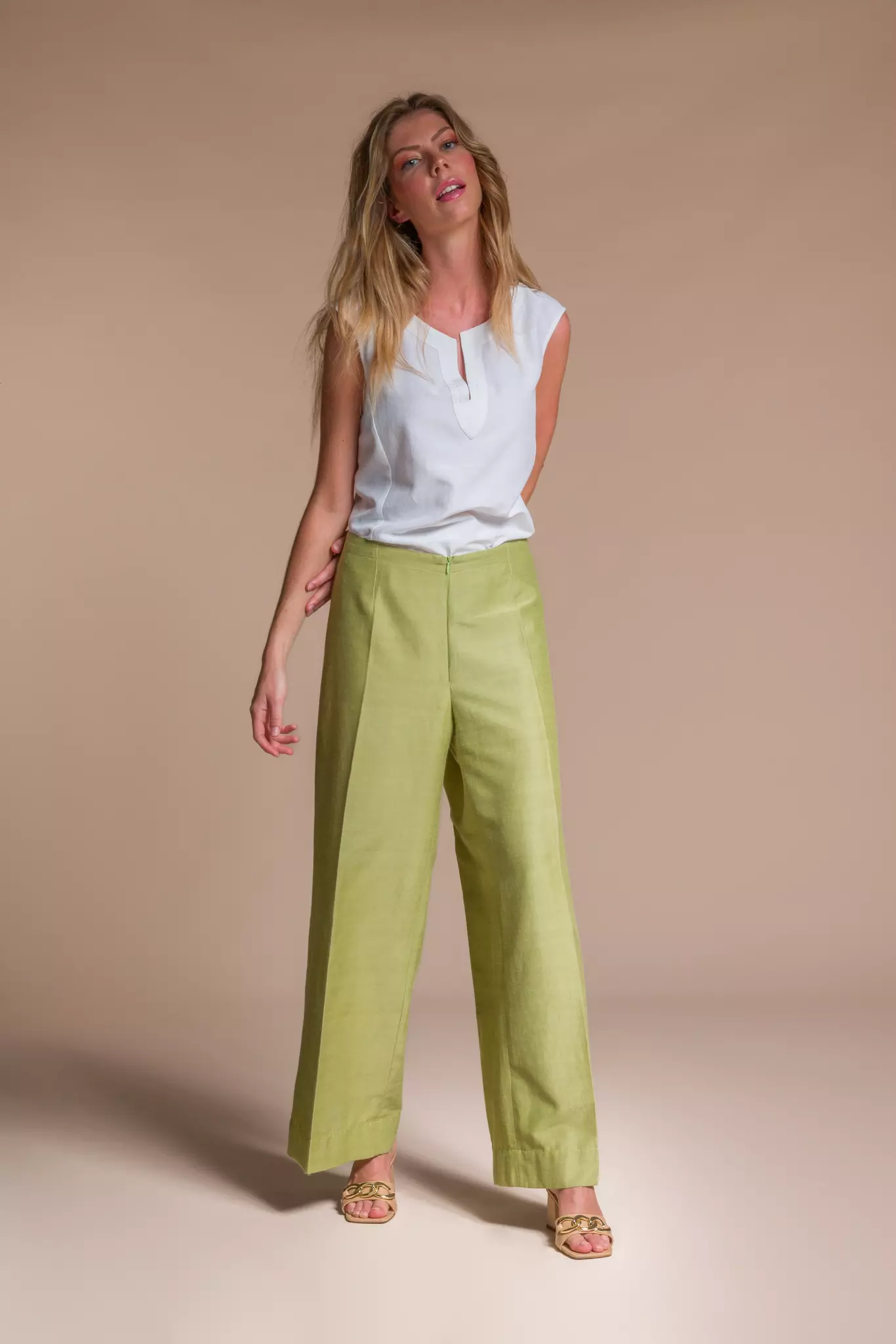 Missguided Green Satin Split Front Wide Leg Trousers, $54 | Missguided |  Lookastic