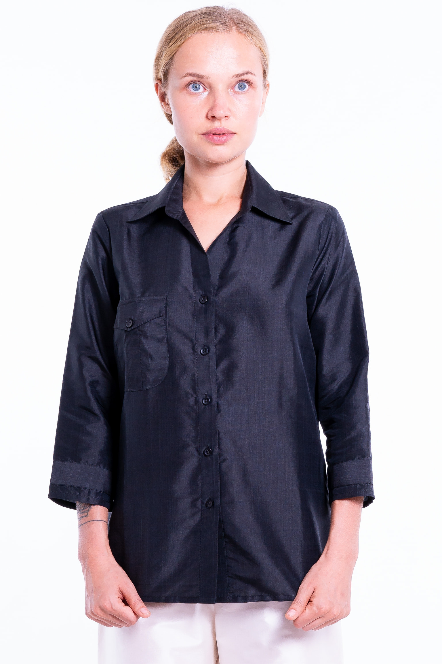 AMBRE taffeta silk shirt - Black