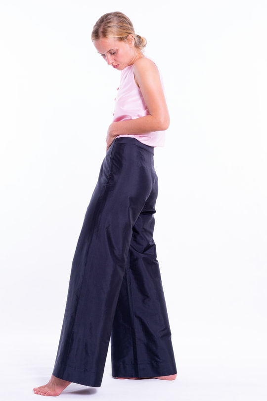 Women Chiffon Pants Wide Leg Trousers Satin Long High Waist Office Chino  Black | eBay