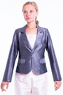 taffeta silk Spencer jacket in grey, flap pockets, open double collar, partly lined in pure cotton, front
