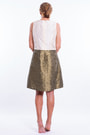 robe en soie naturelle bi-color, bronze et ivoire, sans manches, léger effet boule, doublée de soie fine, dos