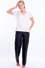white raw silk top with short sleeves, V neckline, fully lined, fairtrade certified, front