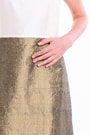 bronze and ivory silk taffeta dress, fitted at the waist, slight ball effect, invisible zipper, lined in silk, Oeko-Tex dye