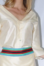 taffeta natural silk blouse with flared sleeves
